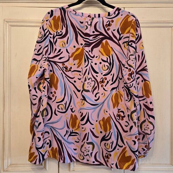 Boden Silk Blouse Pink Print 16 - Picture 7 of 10